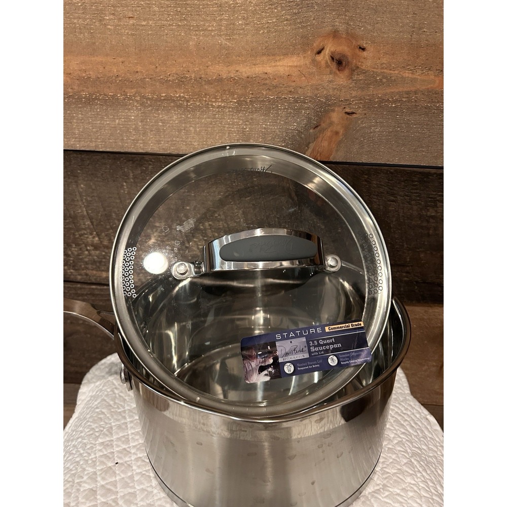 3.5QT David Burke Gourmet Pro Stainless Saucepan w/Steam Release Lid - Picture 4 of 11
